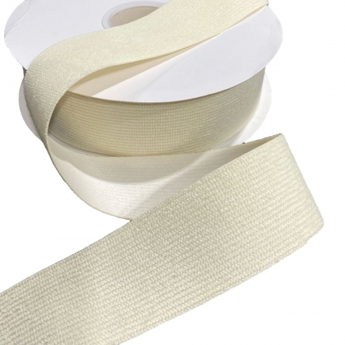 Fita de Veludo Cotelê com Cetim (Dupla face) de 38mm (Venda Por Metros) cor creme Ref - FTVC38RO