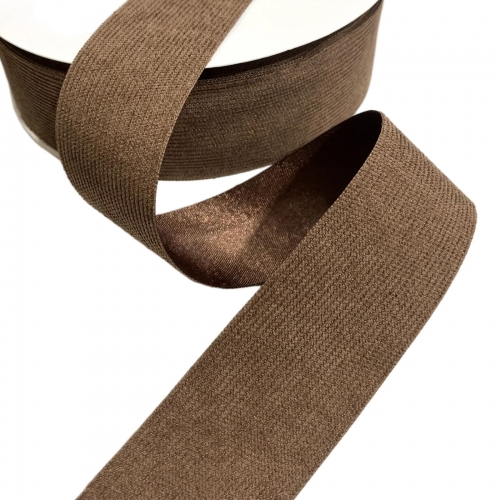 Fita de Veludo Cotelê com Cetim (Dupla face)  de 38mm (Venda Por Metros) cor marrom  Ref - FTVC38SM