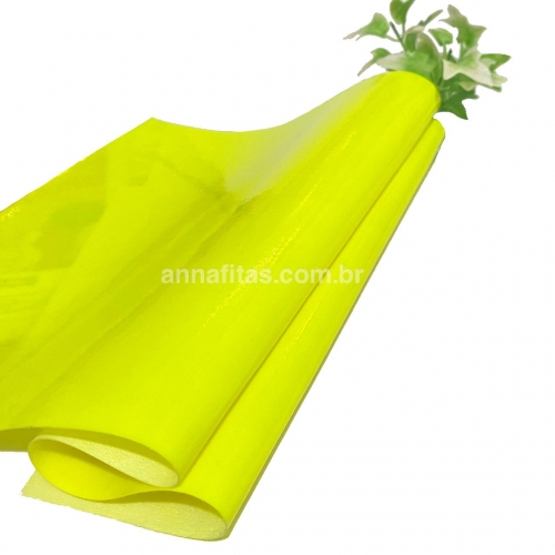 Lonita couro ecológico Verniz cor AMARELO NEON 24 por 40 cm Cor: 54