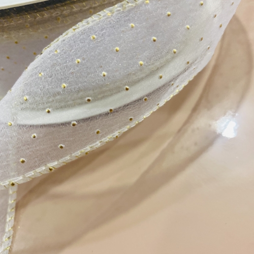  Fita de Organza c Dourado por Metro REF- CM2427