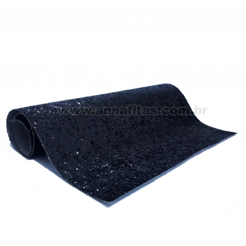 Lonita glitter Flocado Preto 24 por 40 cm Ref 30