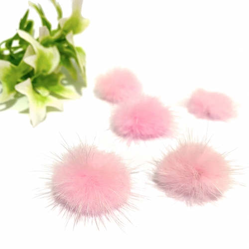 Meio Pompom de Pelúcia de 2,5cm 2 unidades cor ROSA BEBÊ Ref-  P25RSB