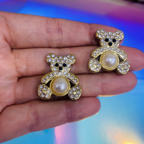 Aplique Urso c Pérola e strass ABS Altura de 2,5 x2,0 (Vendido por Unidade)Ref: ACNAT05