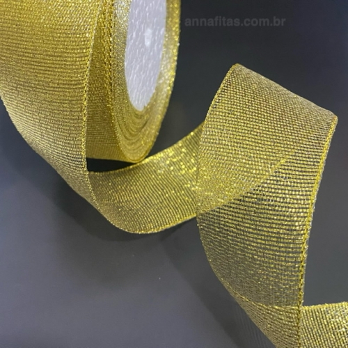 Fita Purpurina (lurex) DOURADO de 40mm com 25 jardas Ref - FTP2237D