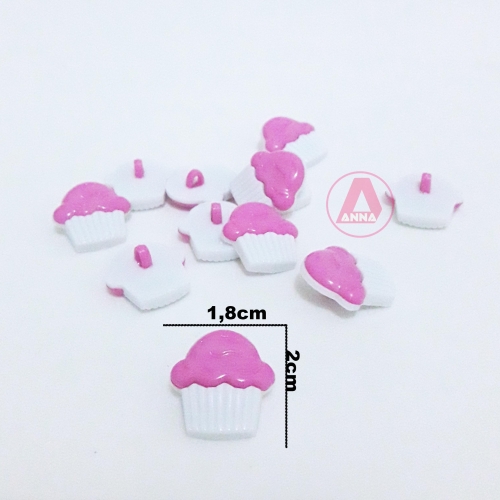 Botões Sorvete Branco com Rosa a Unidade cor-202