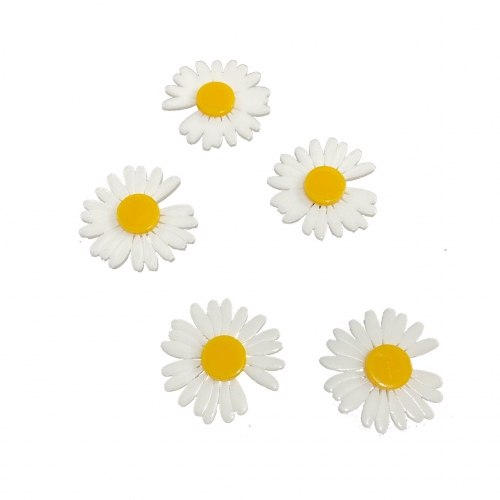 Aplique em Acrílico Flor Branca sem uma pétala 3,5cm Ref- A3783