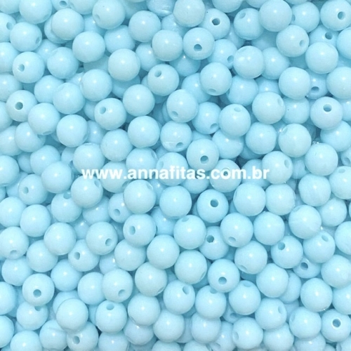Bolas Leitosas Furo Passante de 8mm, pacote com 50 gramas, Cor- Azul Bebê Ref- 20