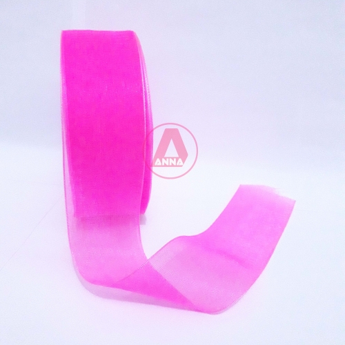 Fita de Organza Sanding 38mm com 10 metros  Cor-05 Rosa Chiclete